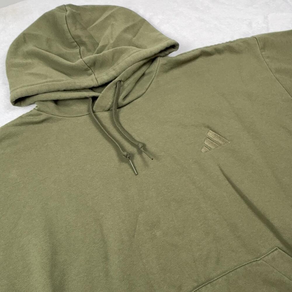 Adidas Hoodie Pullover Men XL Green Heavyweight Fleece Hooded Pockets Drawstring